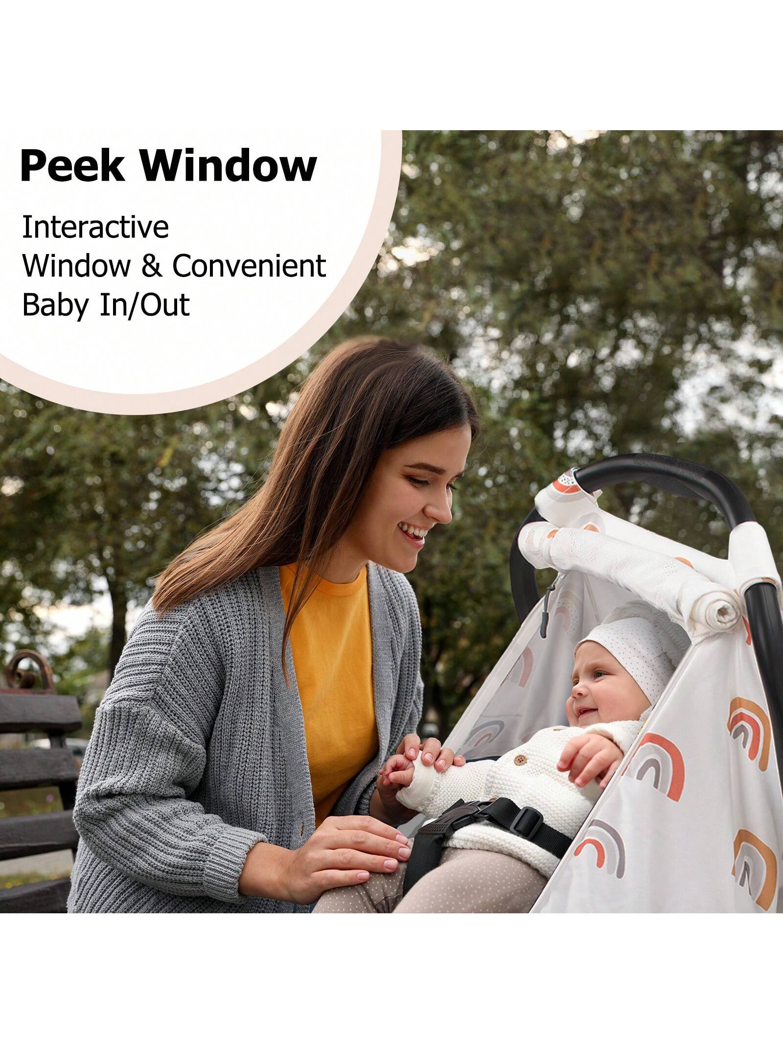 Car Seat Covers For Babies, Large Window Baby Car Seat Covers, Stretchy Carseat Canopy With Breathable Peekaboo, Kick-Proof & Windproof Infant Carseat Cover For Boys Girls