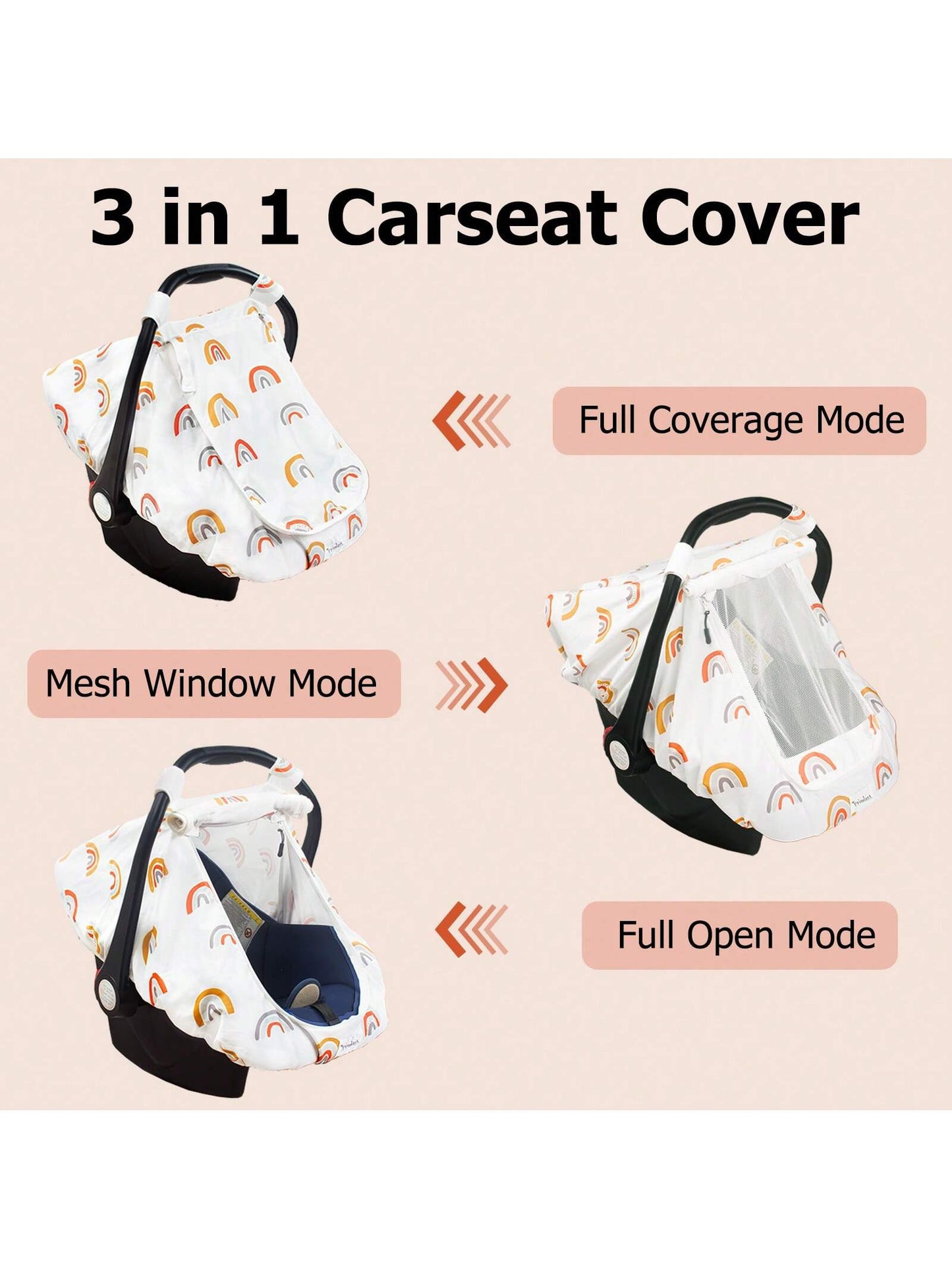 Car Seat Covers For Babies, Large Window Baby Car Seat Covers, Stretchy Carseat Canopy With Breathable Peekaboo, Kick-Proof & Windproof Infant Carseat Cover For Boys Girls