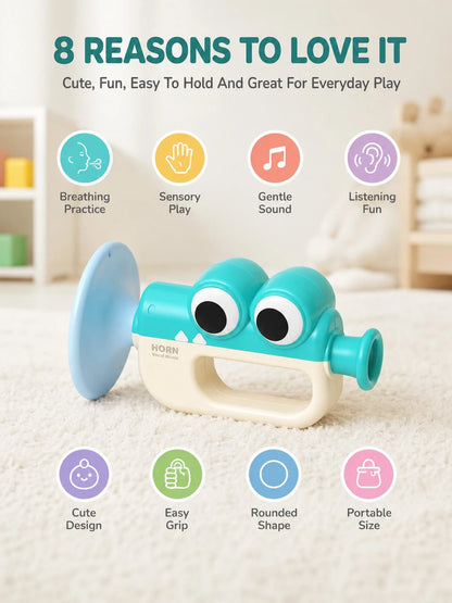 Cartoon Crocodile Horn Toy For Kids,Easy-Grip Handle,Indoor Outdoor Pretend Play Gift,Toddler Toys,Newborn Gifts,Sensory Toys,Travel Toys,Toys For Kid