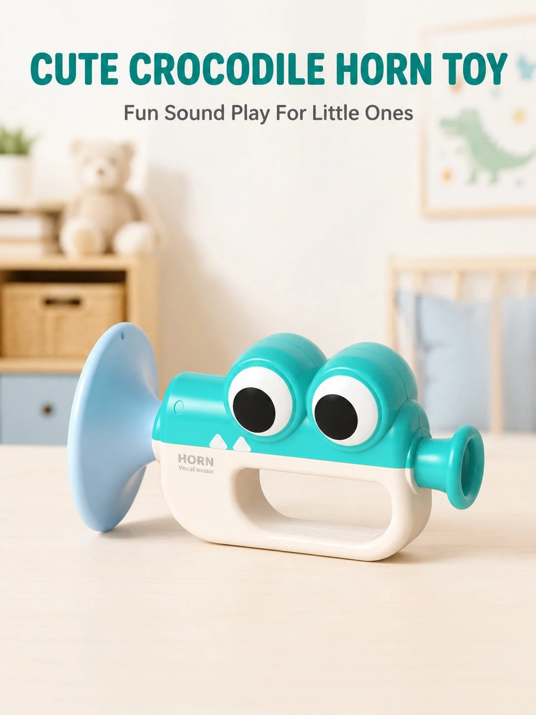 Cartoon Crocodile Horn Toy For Kids,Easy-Grip Handle,Indoor Outdoor Pretend Play Gift,Toddler Toys,Newborn Gifts,Sensory Toys,Travel Toys,Toys For Kid