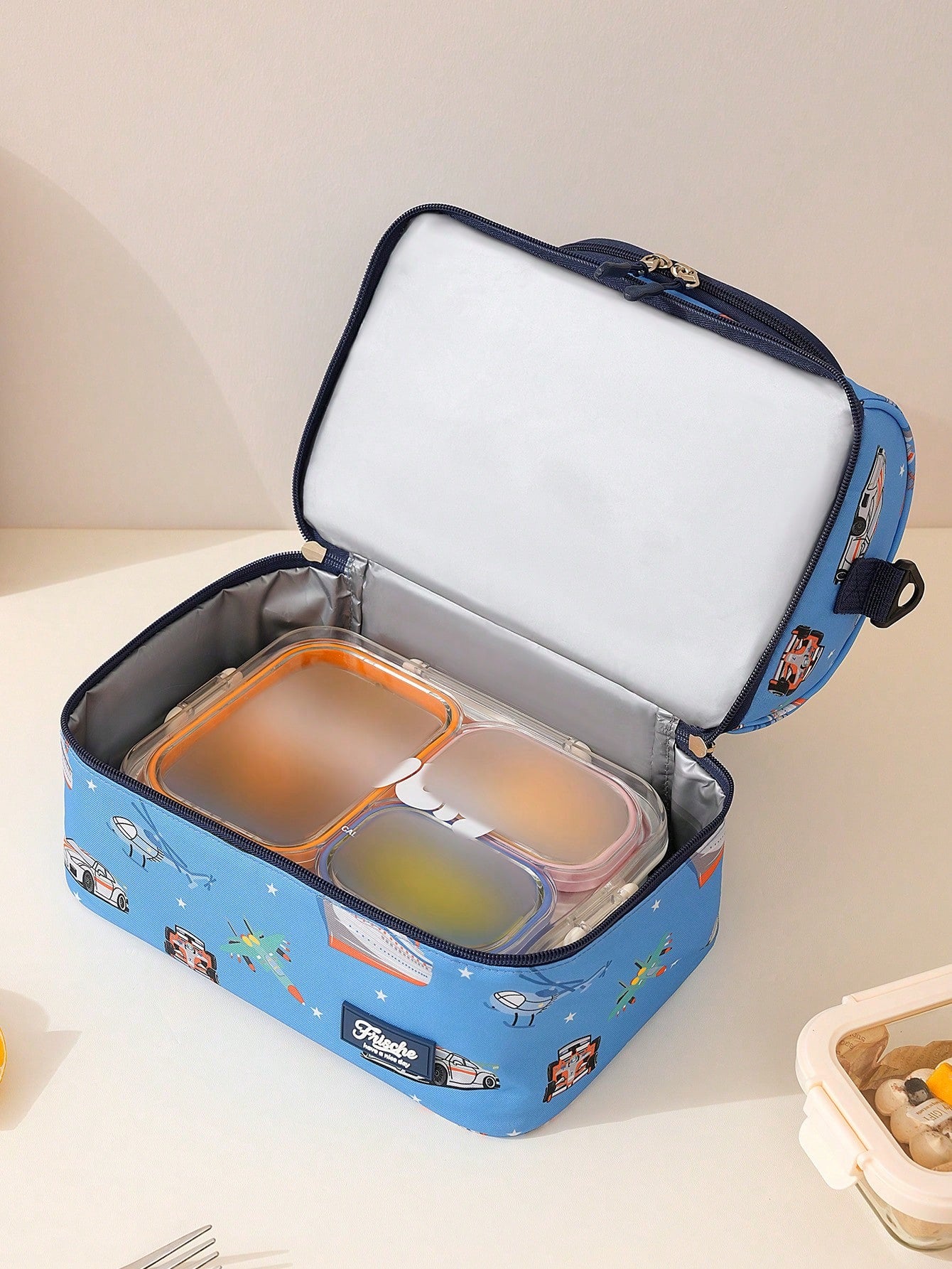 Cartoon Double-Layer Insulated Lunch Bag, Large Capacity Lunch Tote Bag Suitable For Men And Women Students, Leak-Proof Water-Resistant Lunch Bag With Adjustable Shoulder Strap, Reusable Cooler Bag, S