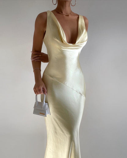 Cassandra Open Back Maxi Dress - Butter - SHOPJAUS - JAUS
