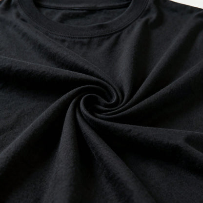 Casual Plus Size Short Sleeve T-Shirt In Black, Medium Stretch Knitted Fabric Tee With Funny Print For Women