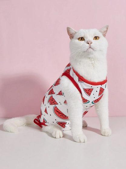 Cat Spay/Neuter Recovery Suit, Female Cat Post-Surgery Clothing, Weaning Suit, Soft Thin 4-Leg Cat Anti-Licking Warm Suit