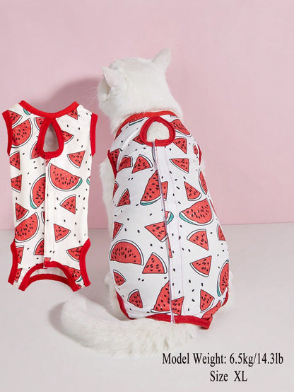 Cat Spay/Neuter Recovery Suit, Female Cat Post-Surgery Clothing, Weaning Suit, Soft Thin 4-Leg Cat Anti-Licking Warm Suit