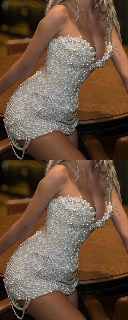 Charming Pearl Beaded Homecoming Dresses Sweetheart Bodycon Graduation Dress,AST1907