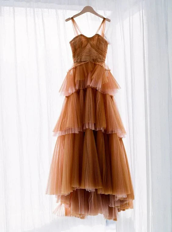 Charming Tulle Ruffle Prom Dresses Full Length Birthday Party Gown,AST2262