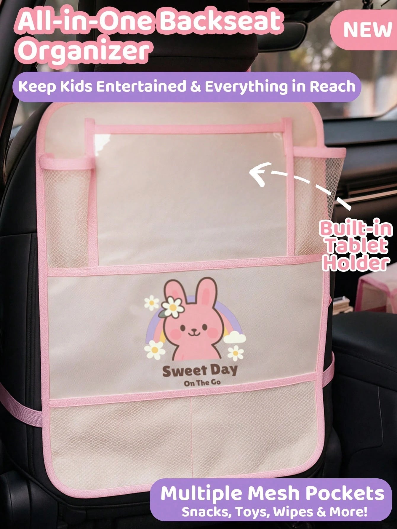 Children/Toddler Car Seat Organizer Bag (1pc), Car Backseat Organizer, Backseat Kick Mat, Car Backseat Cover, Seat Back Protector, Children/Toddler Kick Mat, Travel Accessories, Backseat Organizer Bag