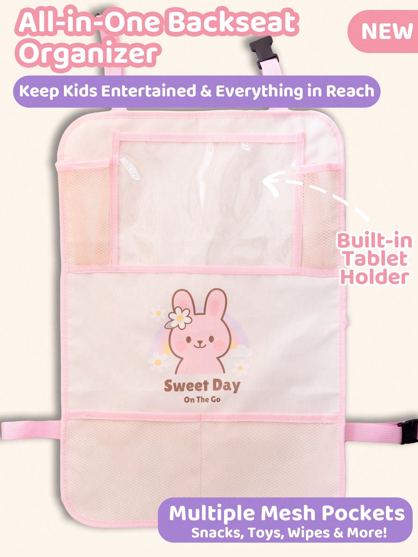 Children/Toddler Car Seat Organizer Bag (1pc), Car Backseat Organizer, Backseat Kick Mat, Car Backseat Cover, Seat Back Protector, Children/Toddler Kick Mat, Travel Accessories, Backseat Organizer Bag