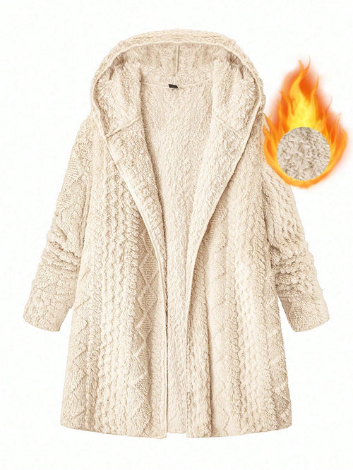 Clasi Plus Size Women Fluffy Long Sleeve Zip Front Casual Hooded Jacket Winter Warm Fleece Fuzzy Teddy Cardigan,Old Money Style Hiking Fall Clothes 2025