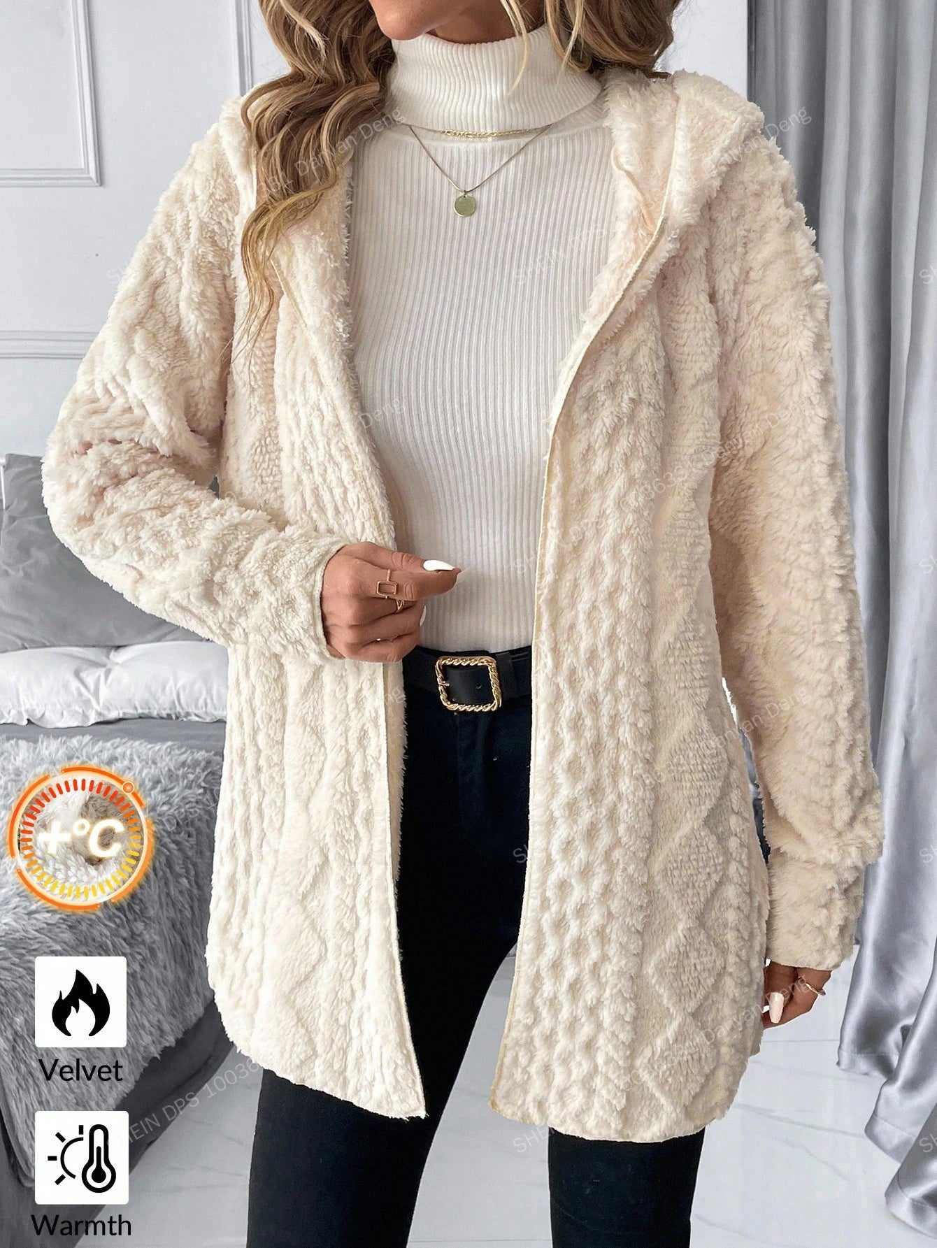 Clasi Plus Size Women Fluffy Long Sleeve Zip Front Casual Hooded Jacket Winter Warm Fleece Fuzzy Teddy Cardigan,Old Money Style Hiking Fall Clothes 2025