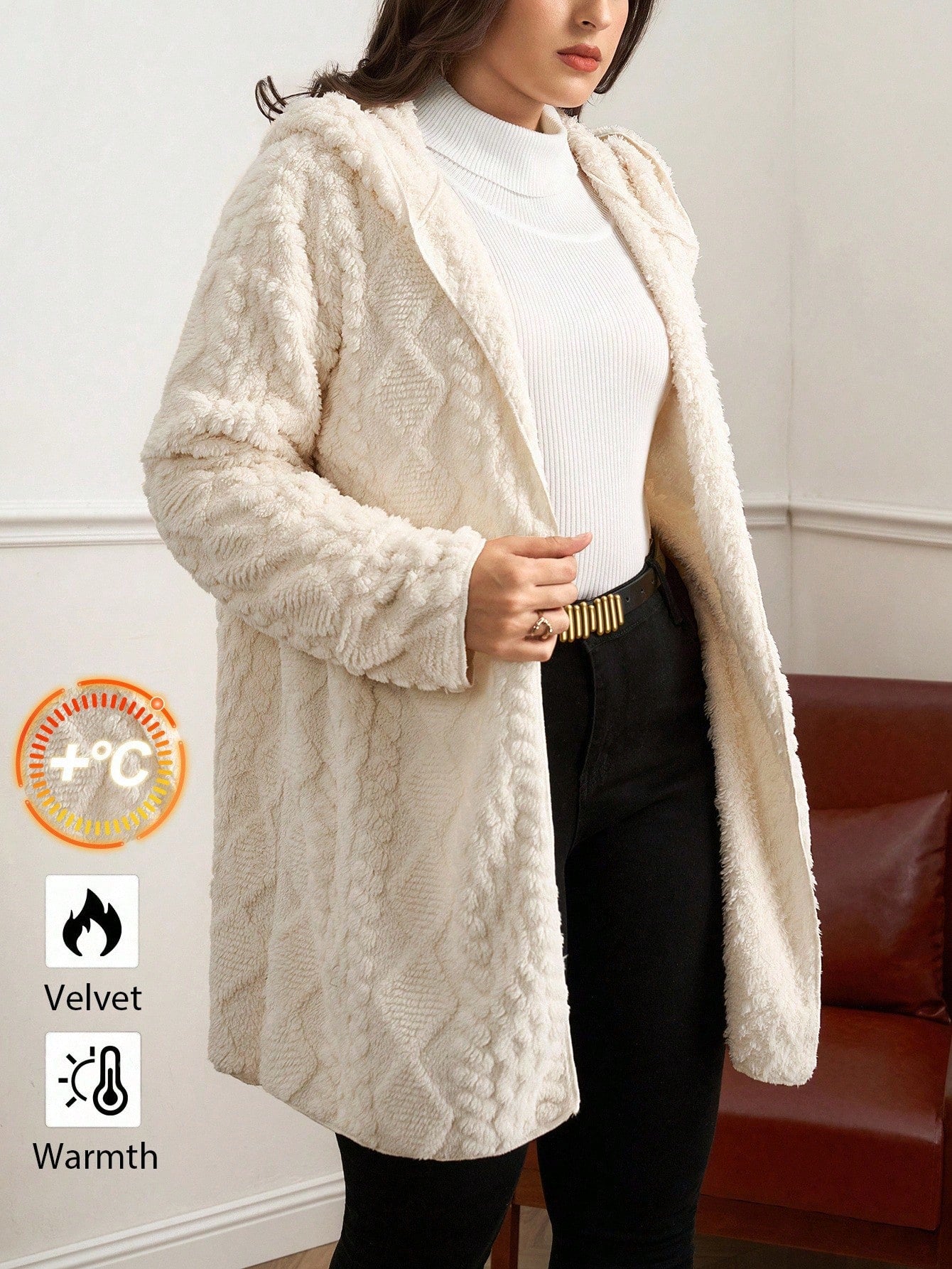 Clasi Plus Size Women Fluffy Long Sleeve Zip Front Casual Hooded Jacket Winter Warm Fleece Fuzzy Teddy Cardigan,Old Money Style Hiking Fall Clothes 2025