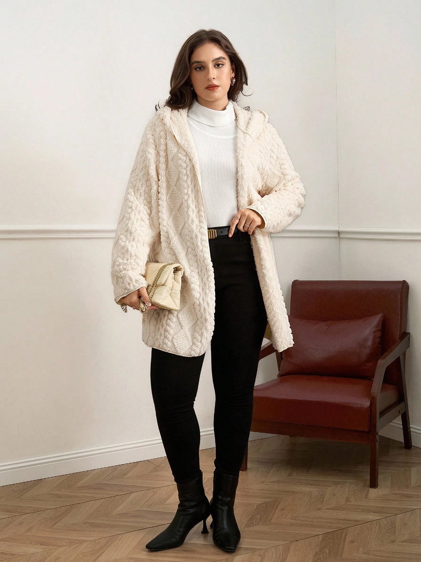 Clasi Plus Size Women Fluffy Long Sleeve Zip Front Casual Hooded Jacket Winter Warm Fleece Fuzzy Teddy Cardigan,Old Money Style Hiking Fall Clothes 2025