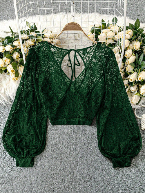 Clasi Plus Size Women Sheer Hollow Out Sexy Top Fall Cloth For Women