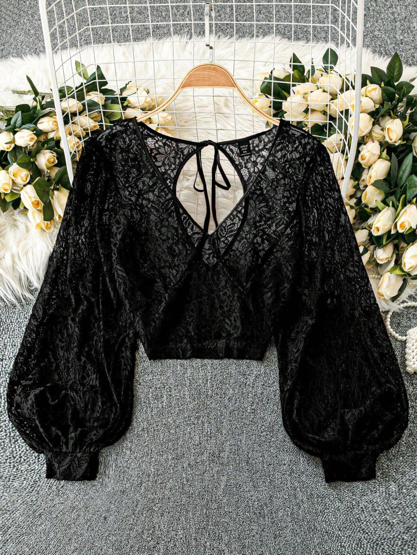 Clasi Plus Size Women Sheer Hollow Out Sexy Top Fall Cloth For Women