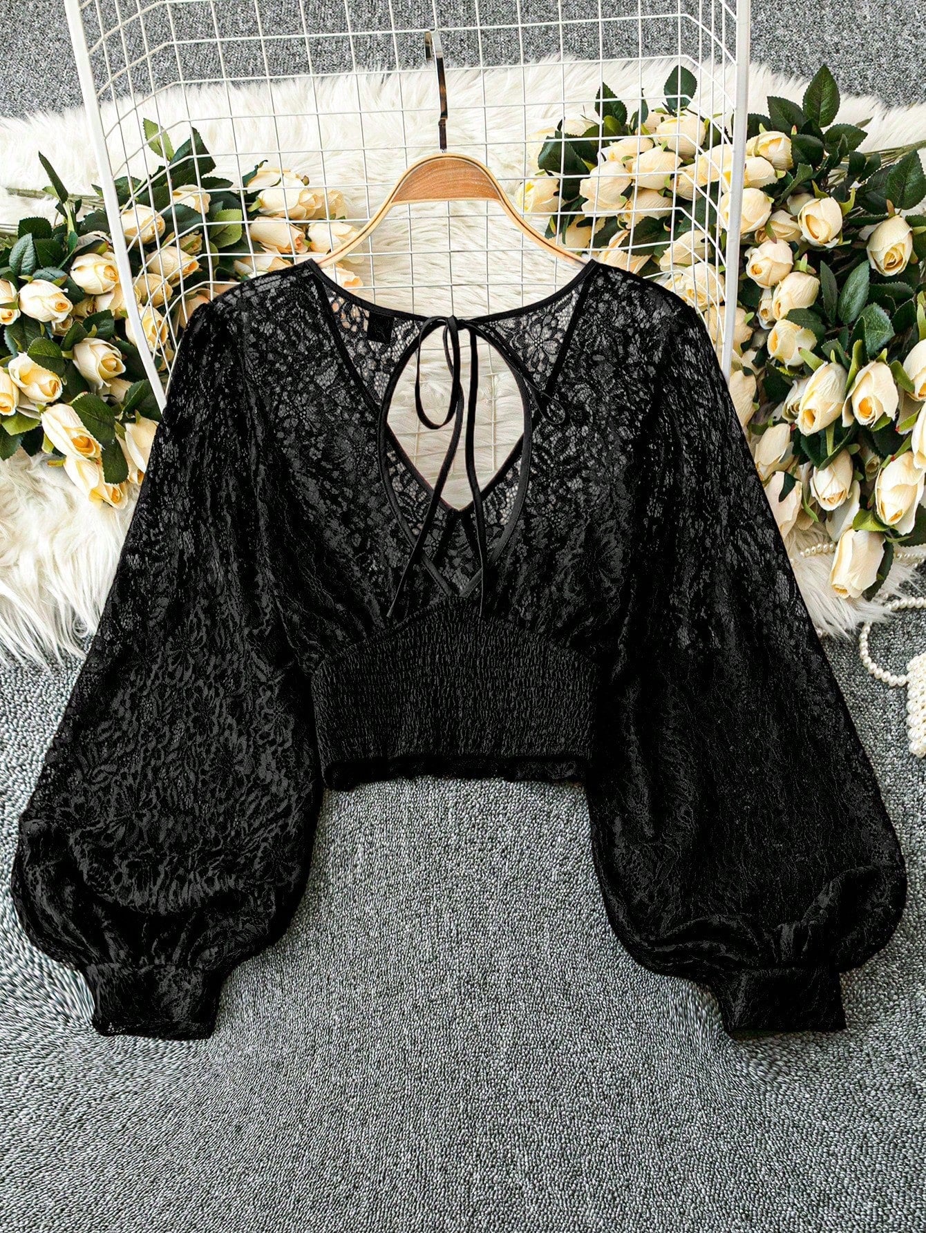 Clasi Plus Size Women Sheer Hollow Out Sexy Top Fall Cloth For Women