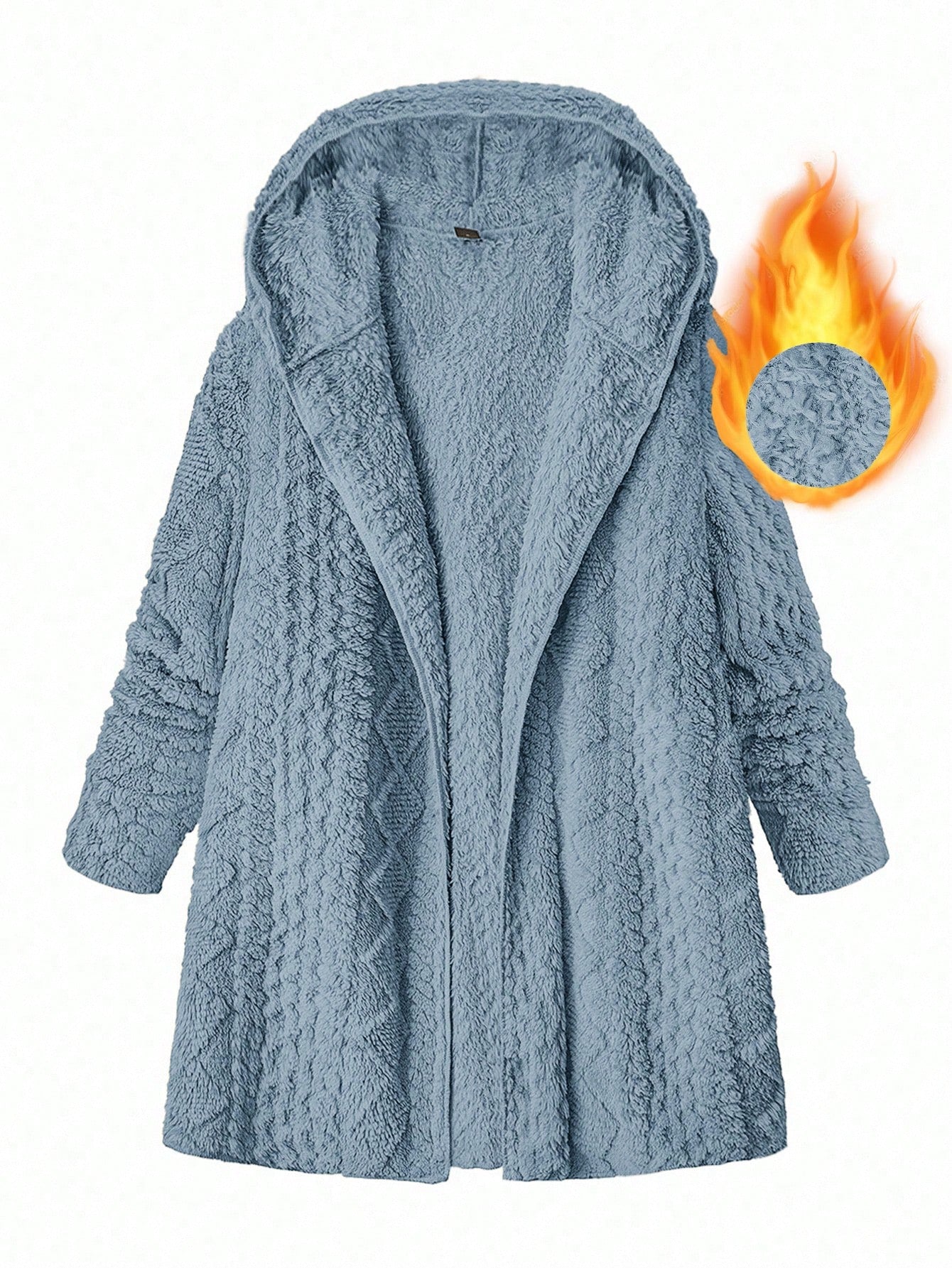 Clasi Plus Size Women Zip-Up Fleece Hooded Jacket, Autumn/Winter