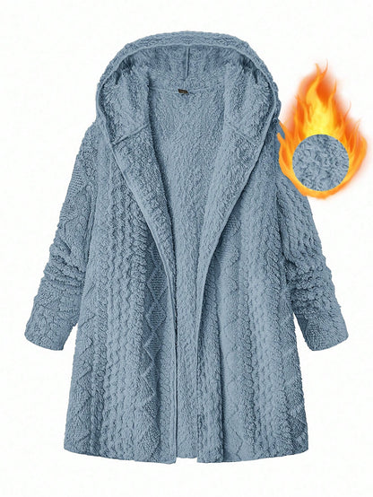 Clasi Plus Size Women Zip-Up Fleece Hooded Jacket, Autumn/Winter