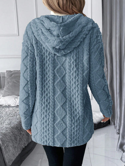 Clasi Plus Size Women Zip-Up Fleece Hooded Jacket, Autumn/Winter