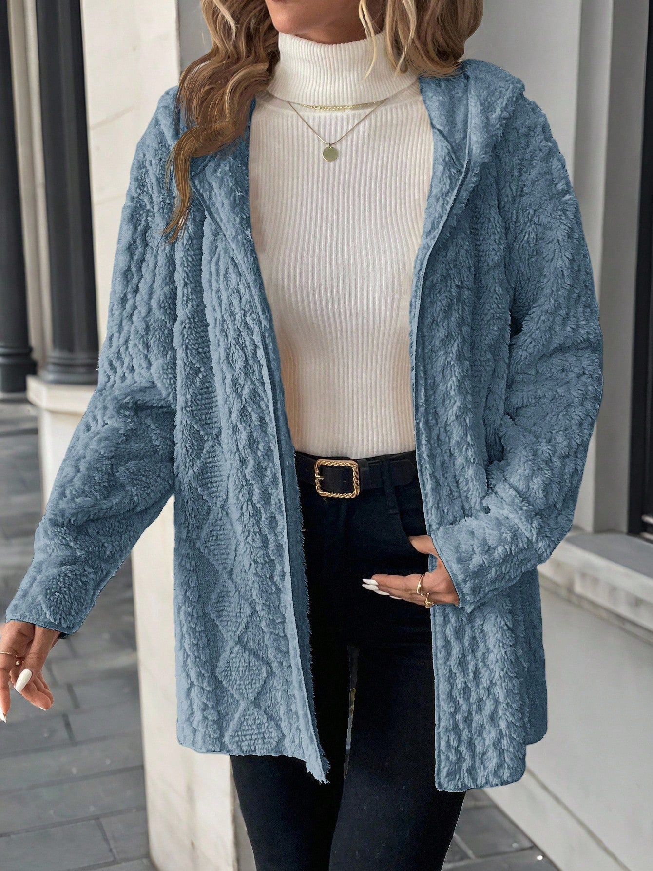 Clasi Plus Size Women Zip-Up Fleece Hooded Jacket, Autumn/Winter