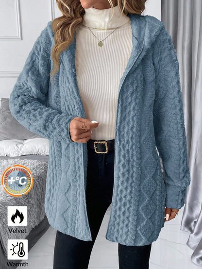 Clasi Plus Size Women Zip-Up Fleece Hooded Jacket, Autumn/Winter