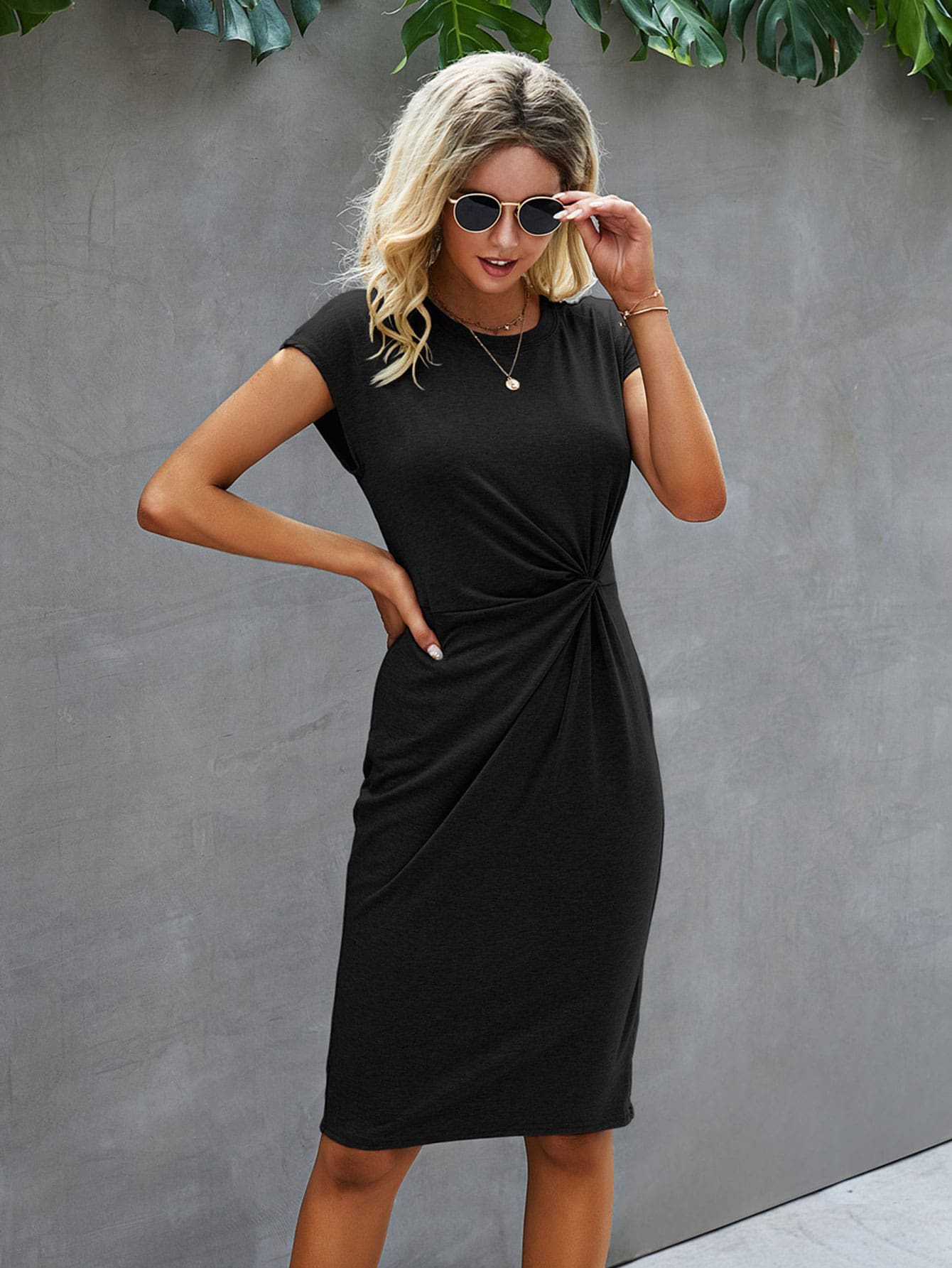 Clasi Twist Solid Fitted Dress