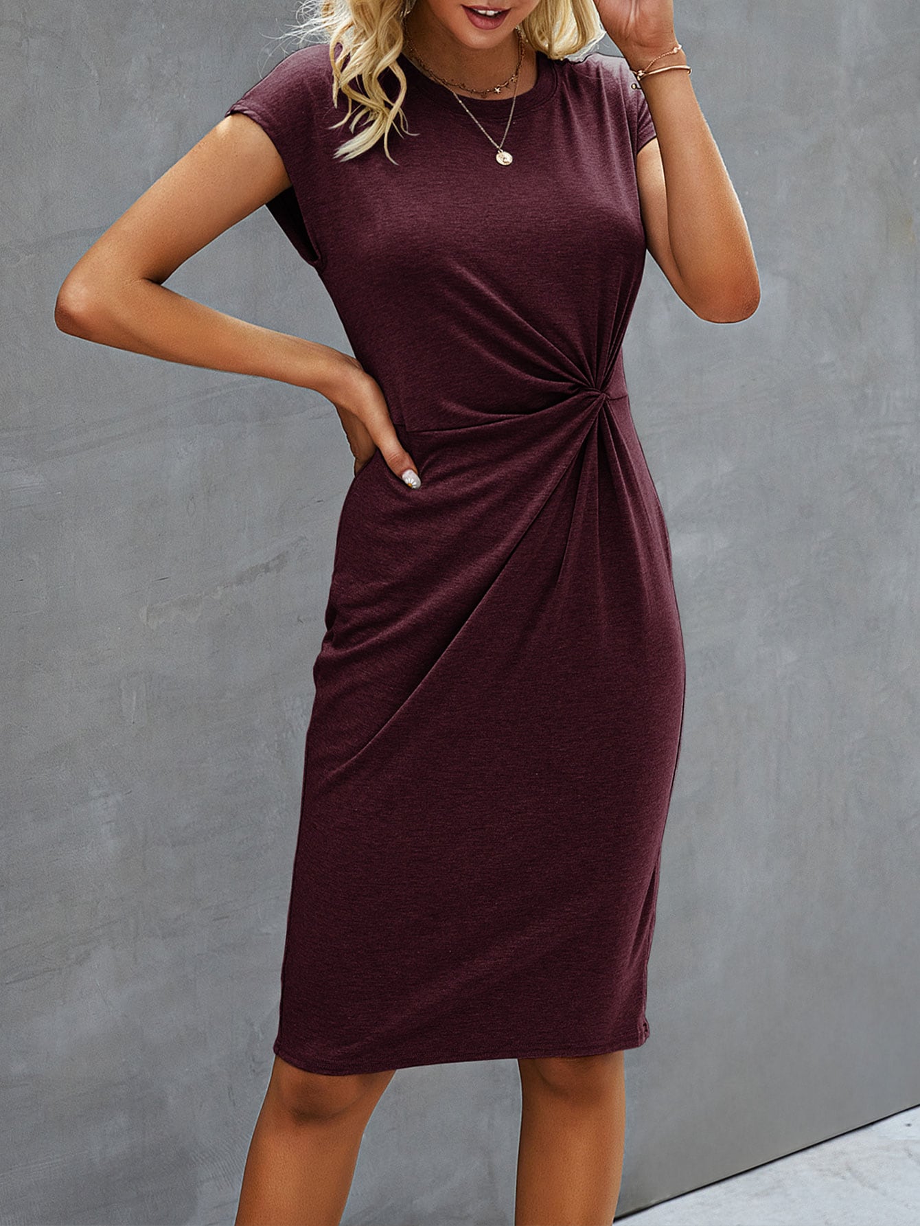 Clasi Twist Solid Fitted Dress
