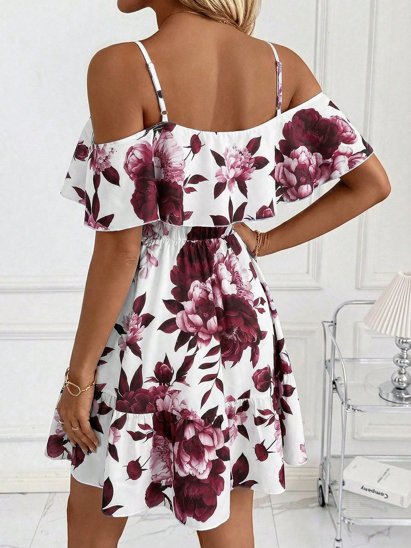 Clasi Women's Floral Print Ruched Cami Mini Dress, Fashionable For Dates And Parties,Casual Dresses For Women