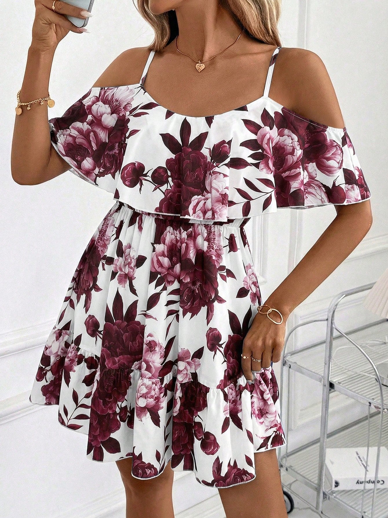 Clasi Women's Floral Print Ruched Cami Mini Dress, Fashionable For Dates And Parties,Casual Dresses For Women