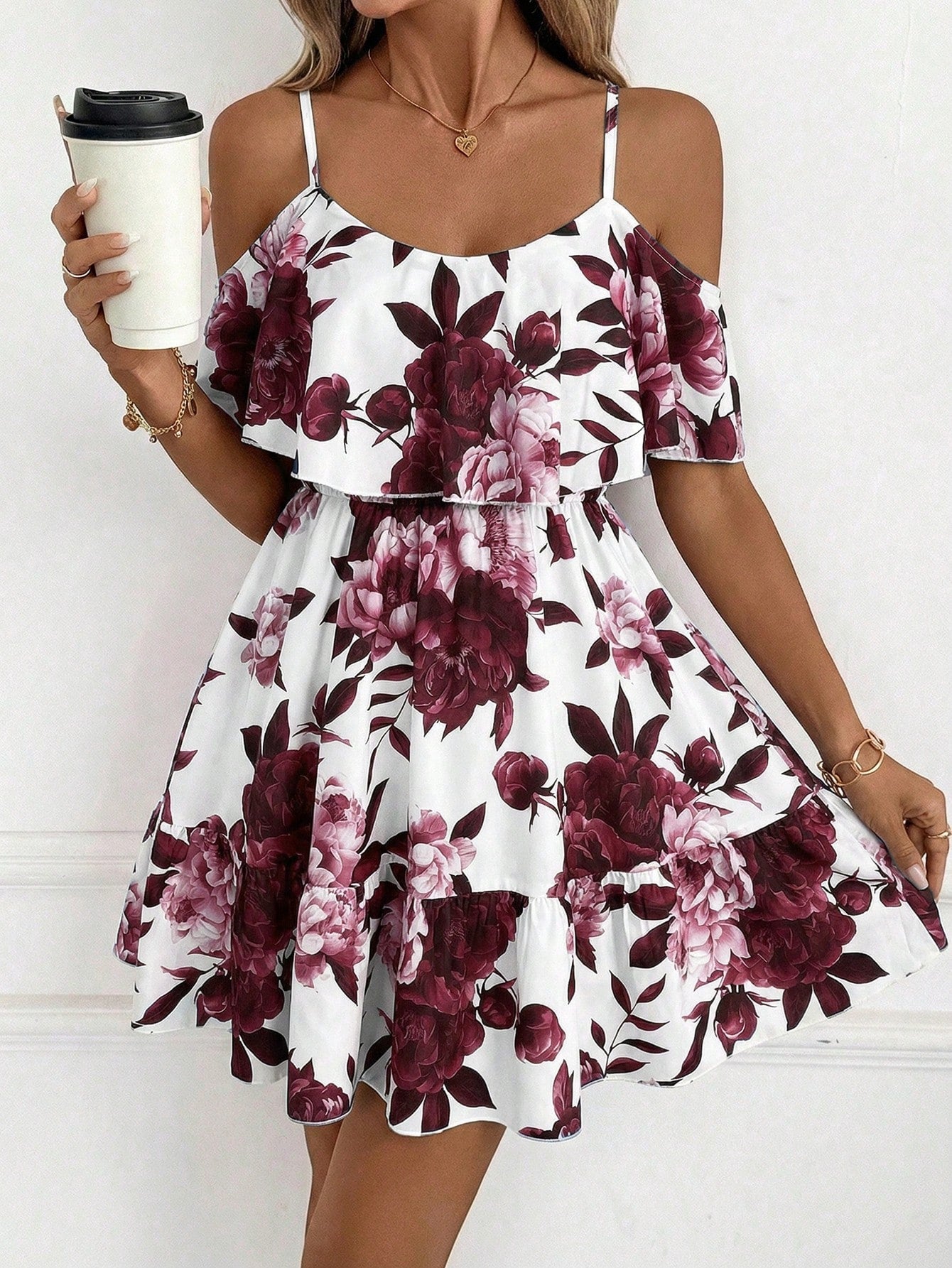 Clasi Women's Floral Print Ruched Cami Mini Dress, Fashionable For Dates And Parties,Casual Dresses For Women