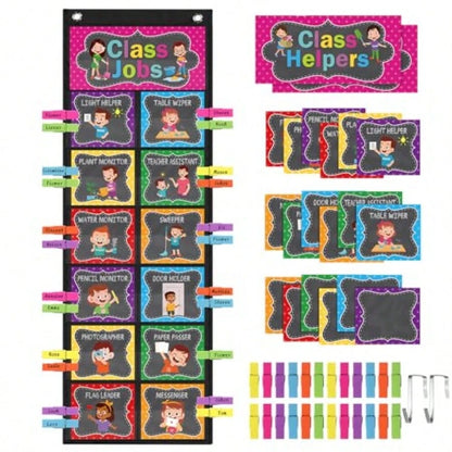 Class Jobs Pocket Chart Class Helpers Pocket Chart Classroom Jobs Chart With Cards Clips Hooks, Teacher Helper Bulletin Board Set, Back To School Classroom Teacher Supplies