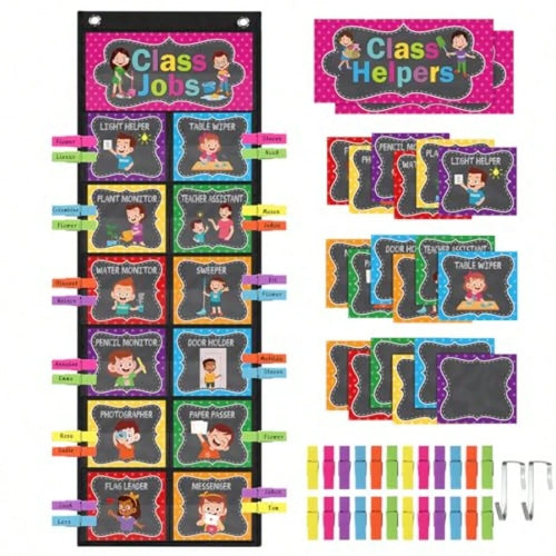 Class Jobs Pocket Chart Class Helpers Pocket Chart Classroom Jobs Chart With Cards Clips Hooks, Teacher Helper Bulletin Board Set, Back To School Classroom Teacher Supplies