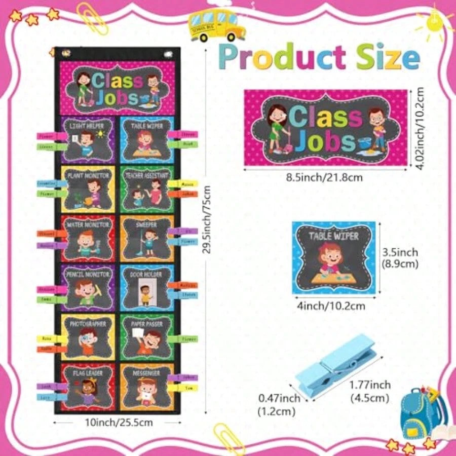 Class Jobs Pocket Chart Class Helpers Pocket Chart Classroom Jobs Chart With Cards Clips Hooks, Teacher Helper Bulletin Board Set, Back To School Classroom Teacher Supplies