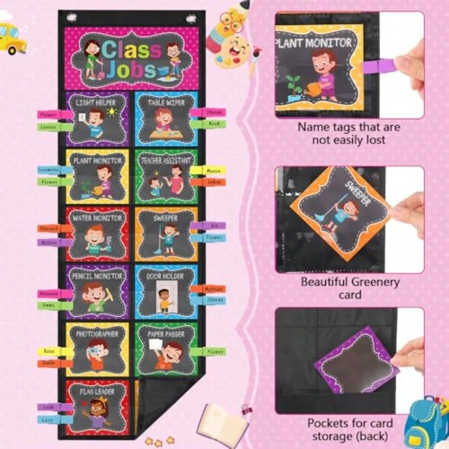 Class Jobs Pocket Chart Class Helpers Pocket Chart Classroom Jobs Chart With Cards Clips Hooks, Teacher Helper Bulletin Board Set, Back To School Classroom Teacher Supplies