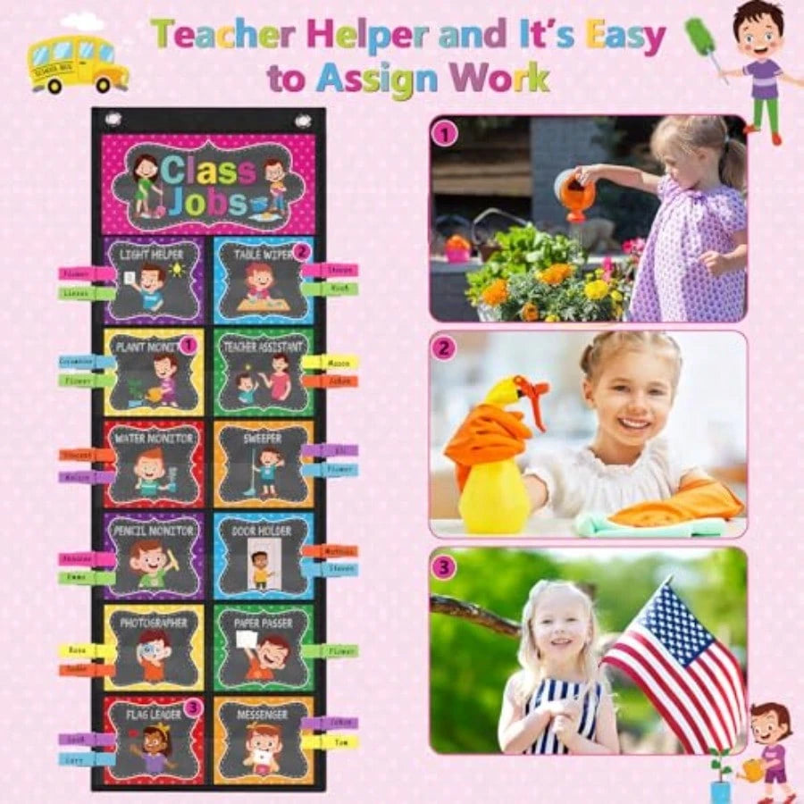 Class Jobs Pocket Chart Class Helpers Pocket Chart Classroom Jobs Chart With Cards Clips Hooks, Teacher Helper Bulletin Board Set, Back To School Classroom Teacher Supplies