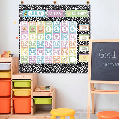 Classroom Calendar Pocket Chart Set Calendar Bulletin Board Set Seasons Festival Weather Pocket Chart For Classroom Decoration With 3 Metal Hooks Back To School Supplies Composition, Black