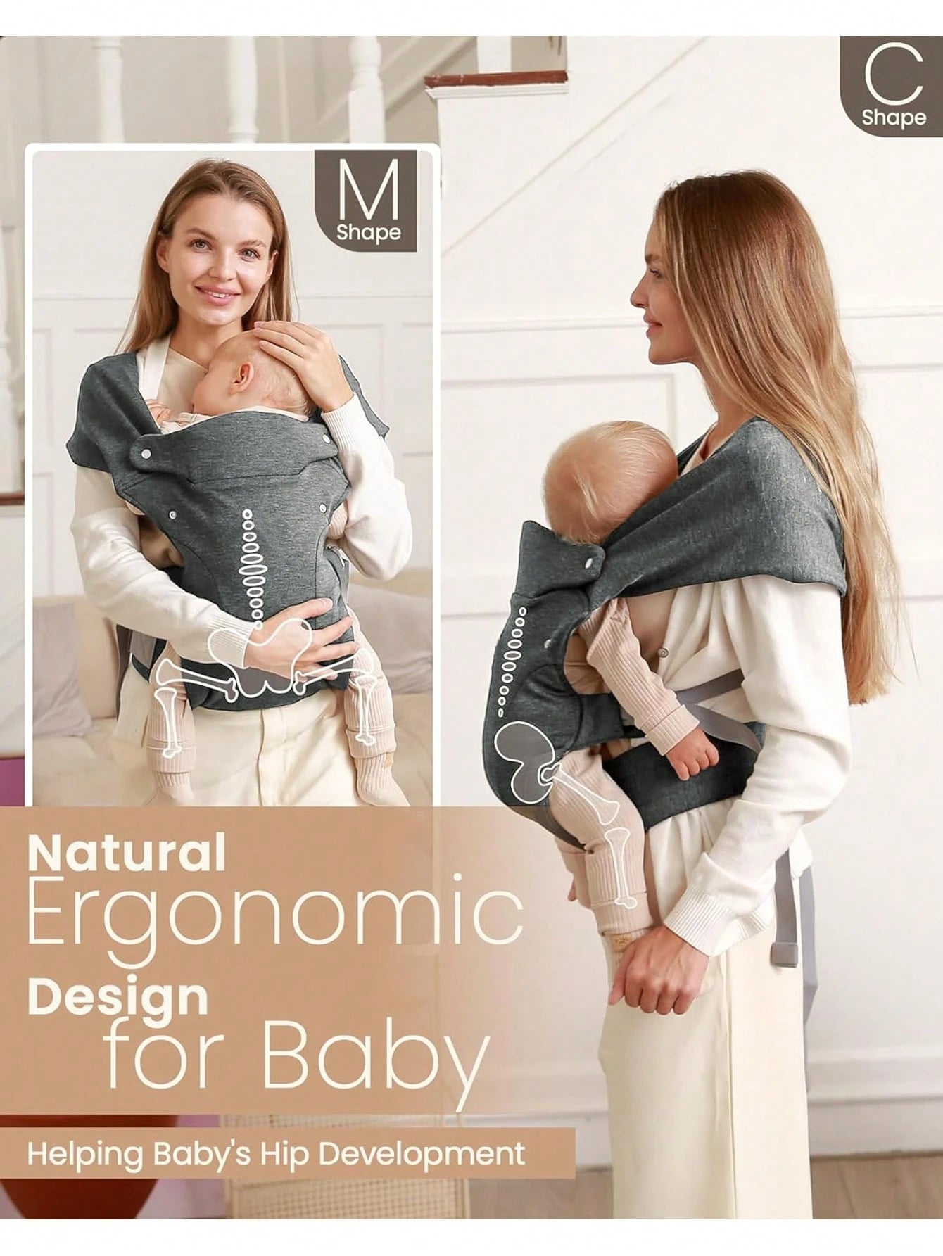 CN. 1PC Baby Carrier Grey/Pink/Black Newborn To Toddler(7-30lbs), Baby Christmas Gift,Toddler Carrier With Adjustable Shoulder Strap, Baby Holder Carrier