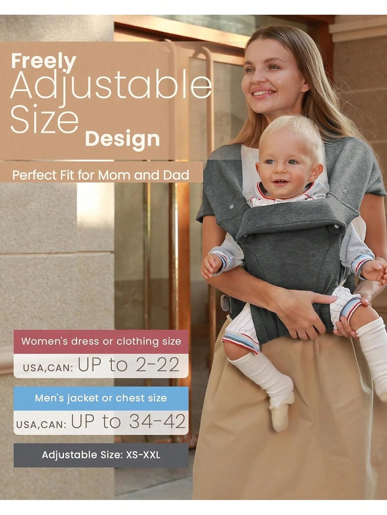 CN. 1PC Baby Carrier Grey/Pink/Black Newborn To Toddler(7-30lbs), Baby Christmas Gift,Toddler Carrier With Adjustable Shoulder Strap, Baby Holder Carrier