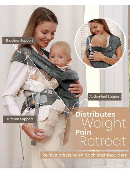 CN. 1PC Baby Carrier Grey/Pink/Black Newborn To Toddler(7-30lbs), Baby Christmas Gift,Toddler Carrier With Adjustable Shoulder Strap, Baby Holder Carrier