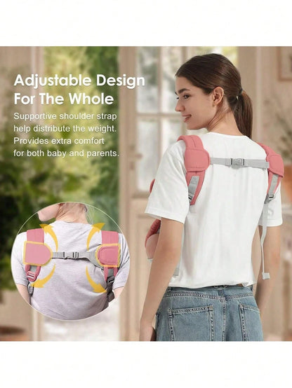 CN. 1PC Baby Carrier Grey/Pink/Black Newborn To Toddler(7-30lbs), Baby Christmas Gift,Toddler Carrier With Adjustable Shoulder Strap, Baby Holder Carrier