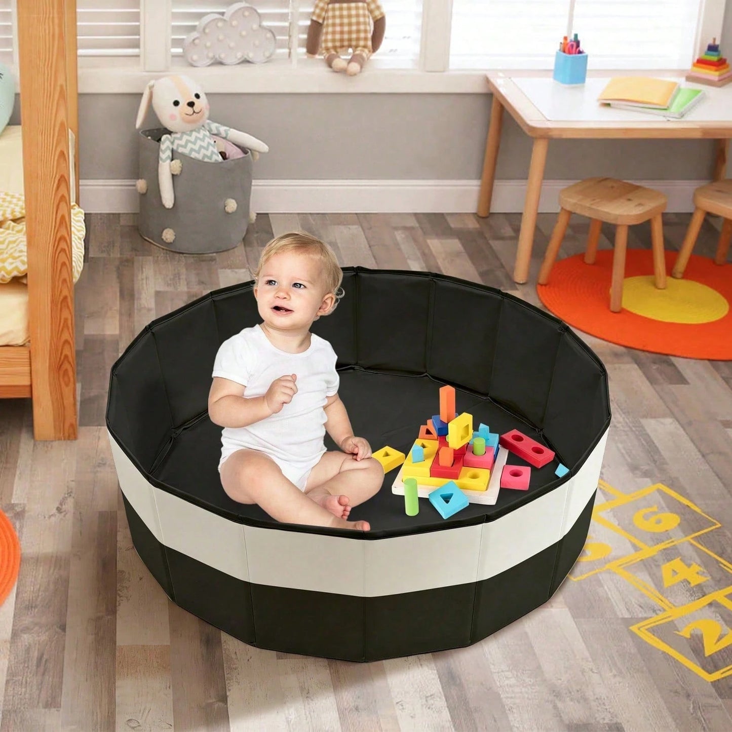 Color-Blocked Foldable Ball Pit, Portable Sensory Toy Area For Babies & Pets, Indoor Outdoor Kids Toys. (Balls Not Included)