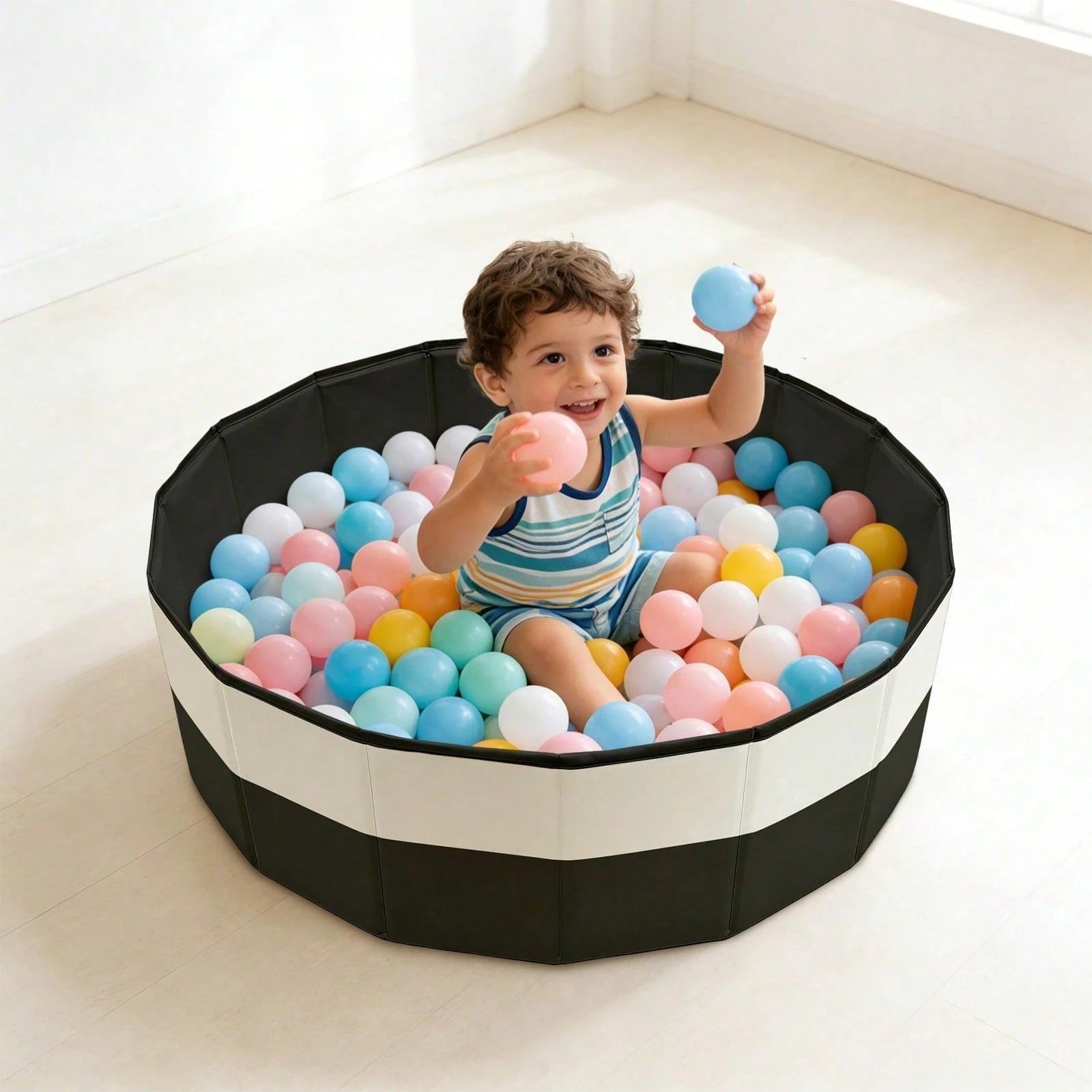 Color-Blocked Foldable Ball Pit, Portable Sensory Toy Area For Babies & Pets, Indoor Outdoor Kids Toys. (Balls Not Included)