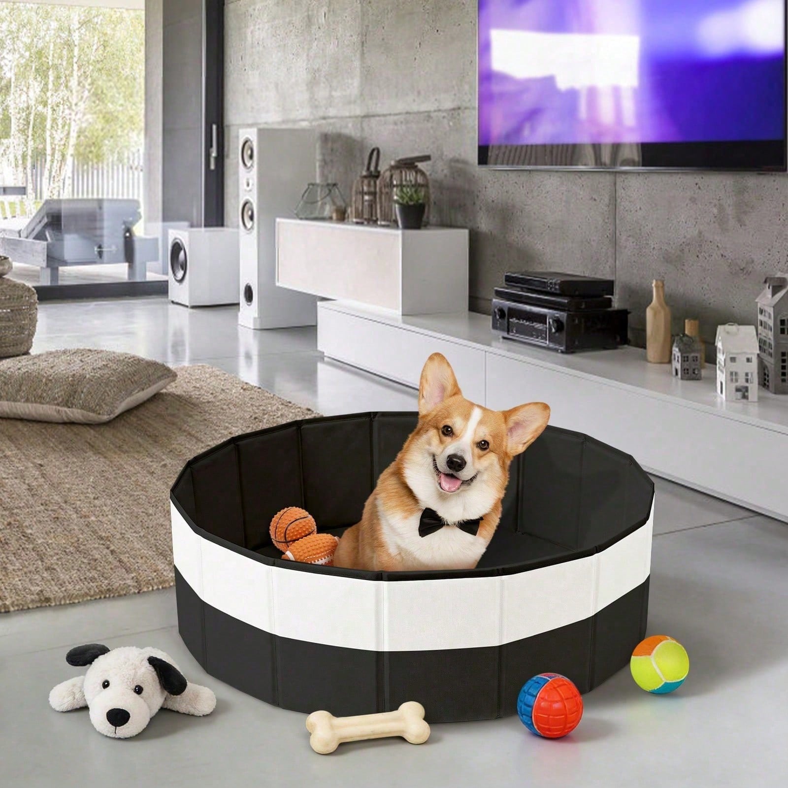 Color-Blocked Foldable Ball Pit, Portable Sensory Toy Area For Babies & Pets, Indoor Outdoor Kids Toys. (Balls Not Included)