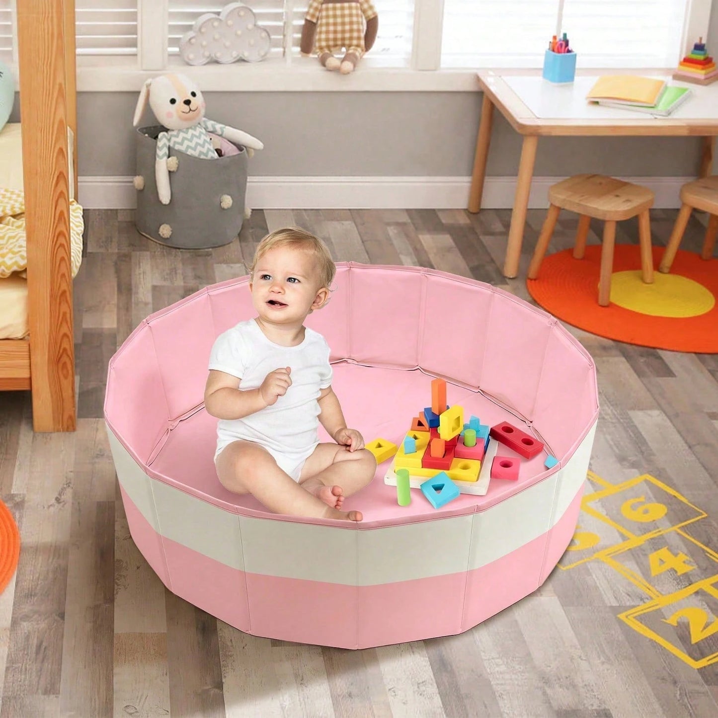 Color-Blocked Foldable Ball Pit, Portable Sensory Toy Area For Babies & Pets, Indoor Outdoor Kids Toys. (Balls Not Included)