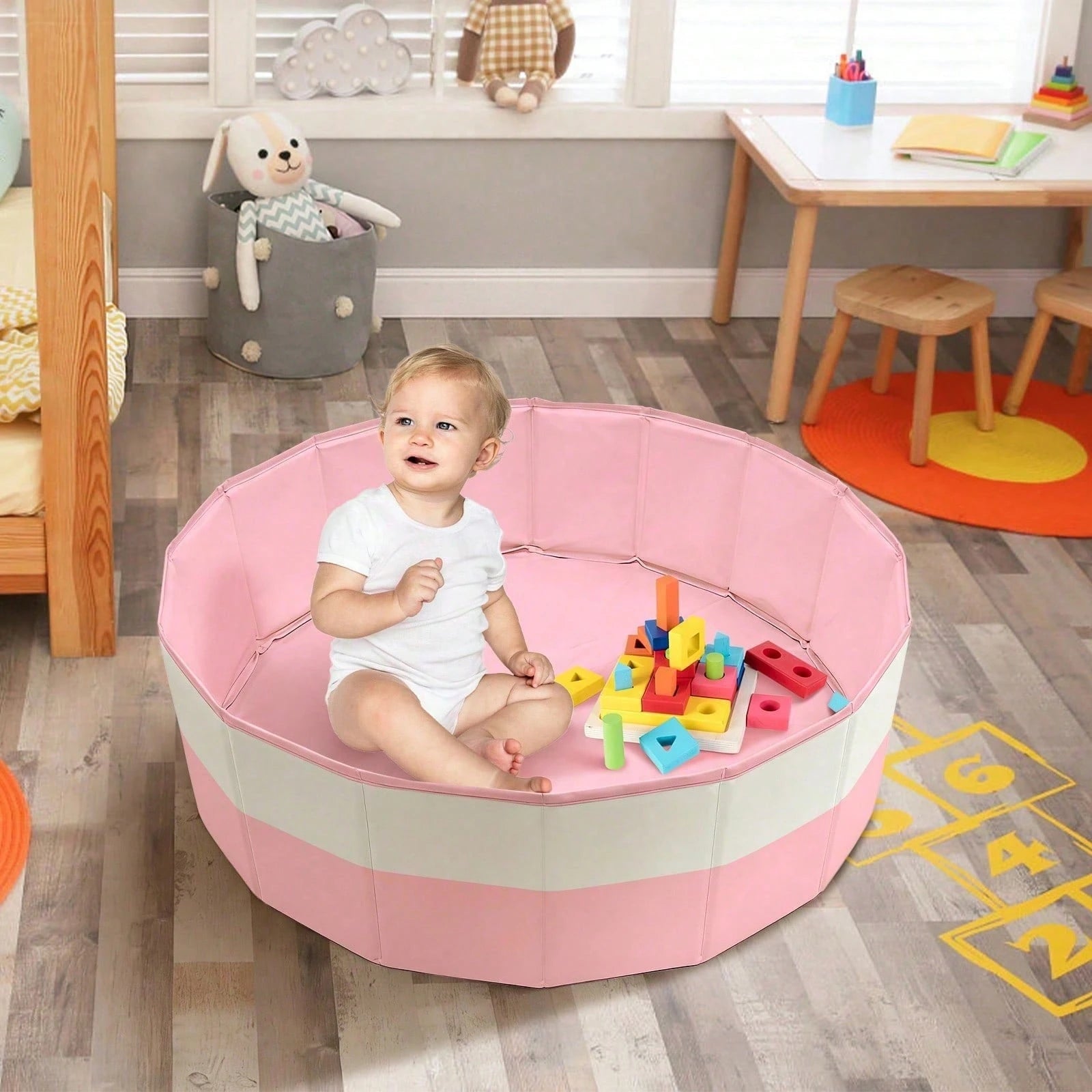 Color-Blocked Foldable Ball Pit, Portable Sensory Toy Area For Babies & Pets, Indoor Outdoor Kids Toys. (Balls Not Included)