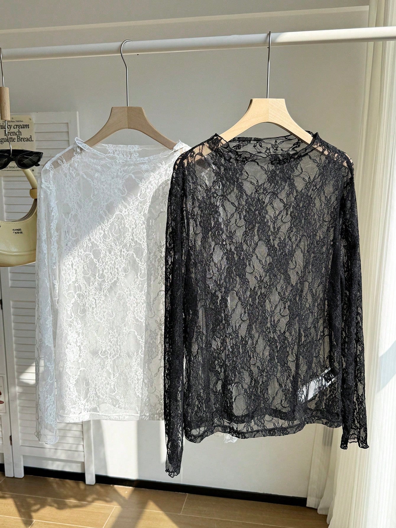 Comfortcana 2pcs/Set Plus Size Women Lace Blouse, Black, Summer, Elegant Sexy, Versatile, Fall, Winter, Christmas, New Year, Thanksgiving, Party Evening, Wedding