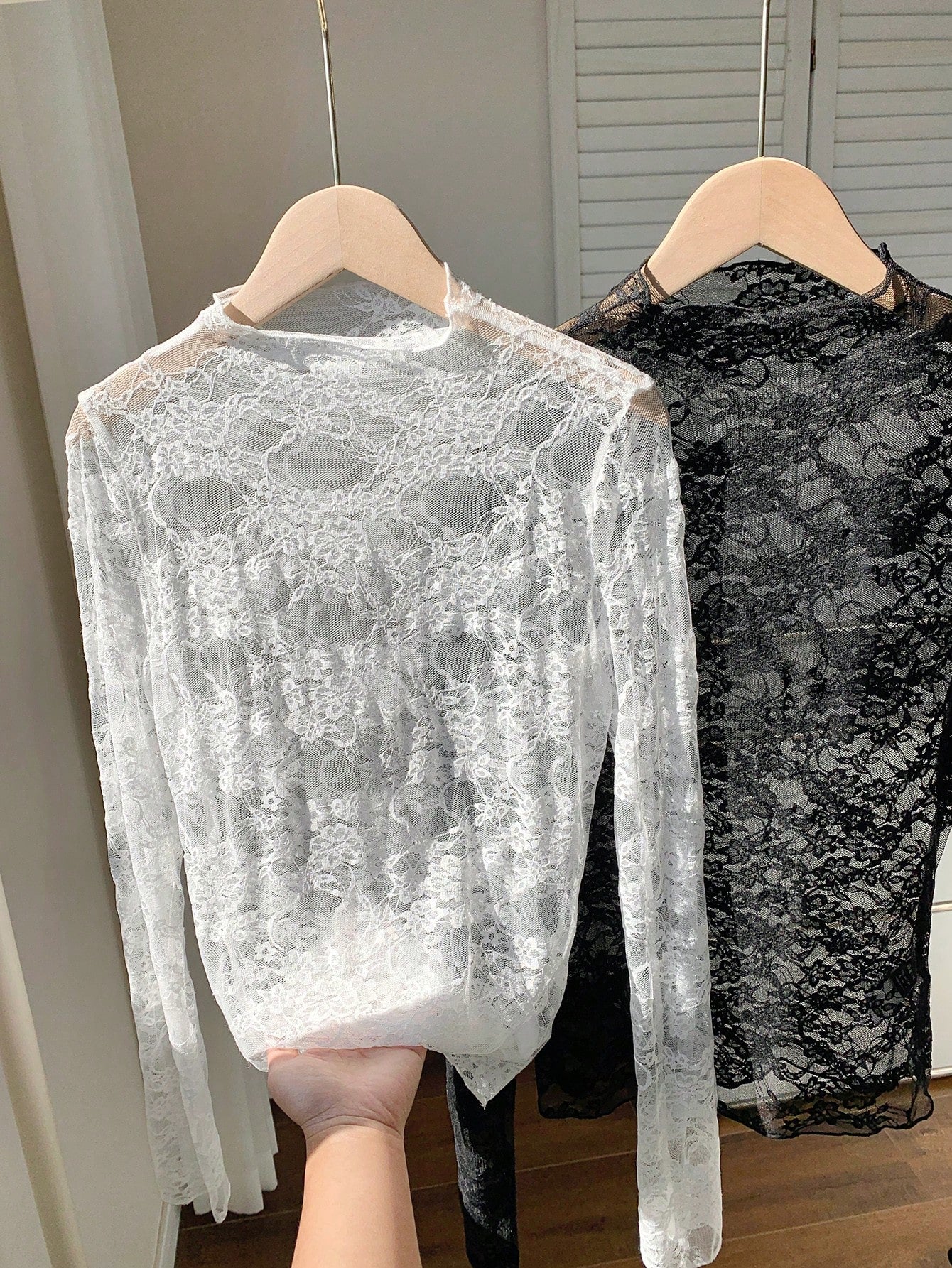 Comfortcana 2pcs/Set Plus Size Women Lace Blouse, Black, Summer, Elegant Sexy, Versatile, Fall, Winter, Christmas, New Year, Thanksgiving, Party Evening, Wedding