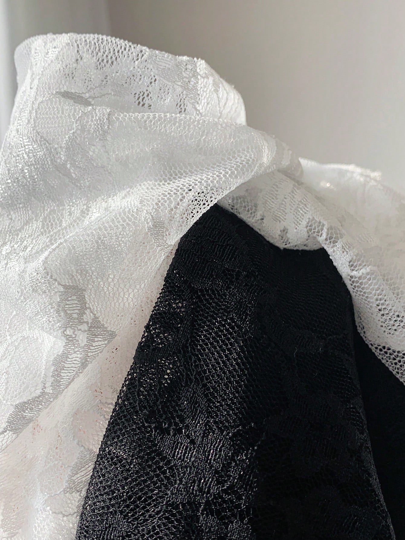 Comfortcana 2pcs/Set Plus Size Women Lace Blouse, Black, Summer, Elegant Sexy, Versatile, Fall, Winter, Christmas, New Year, Thanksgiving, Party Evening, Wedding