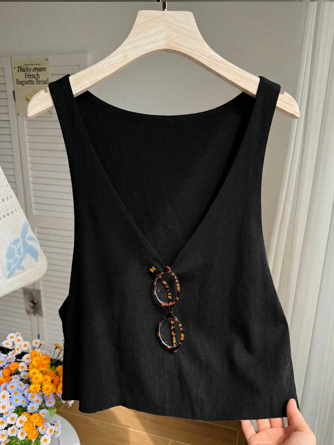 Comfortcana Plus Size Women's Casual Solid Color Deep V-Neck Loose Fit Tank Top, Minimalist Home Style
