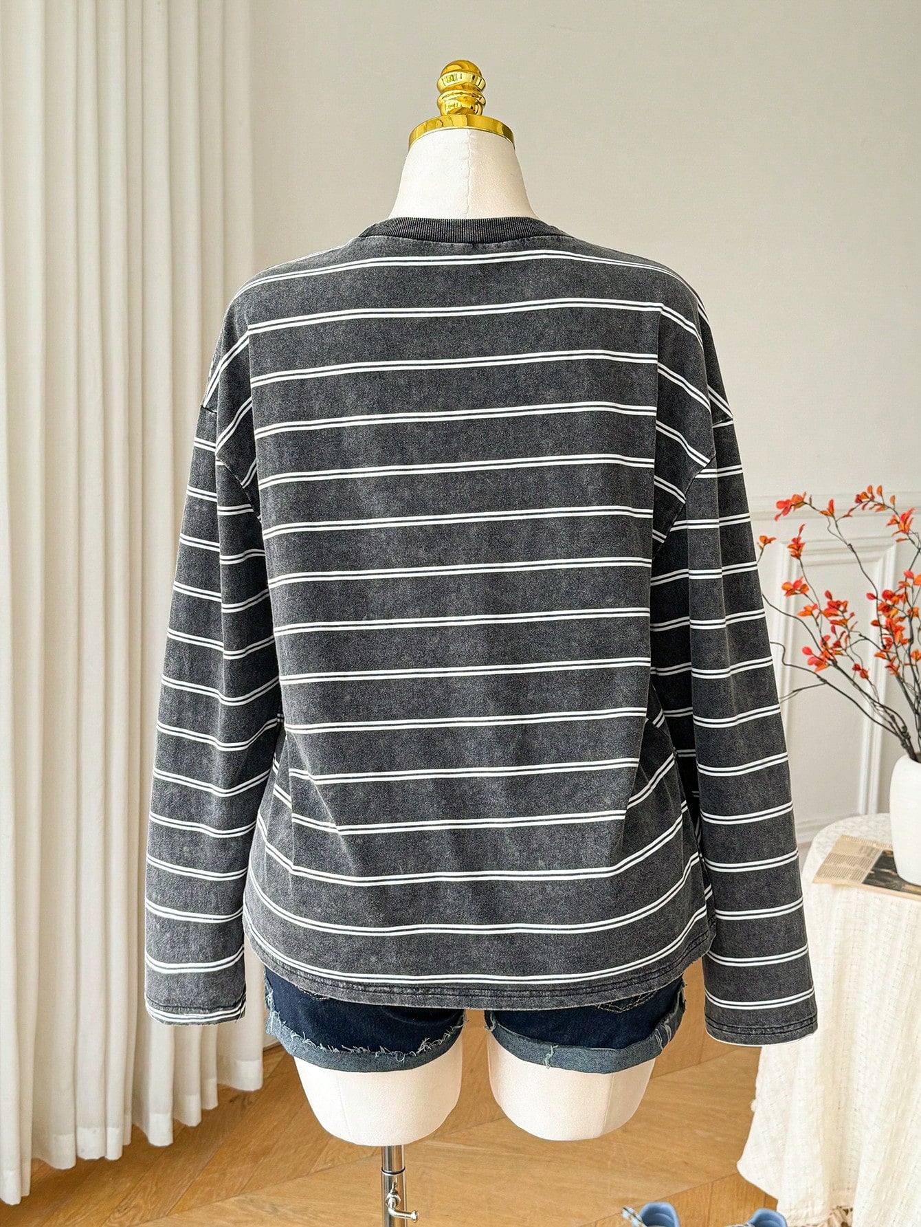 Comfortcana Plus Size Women Striped Colorblock Casual Versatile Daily Wear T-Shirt